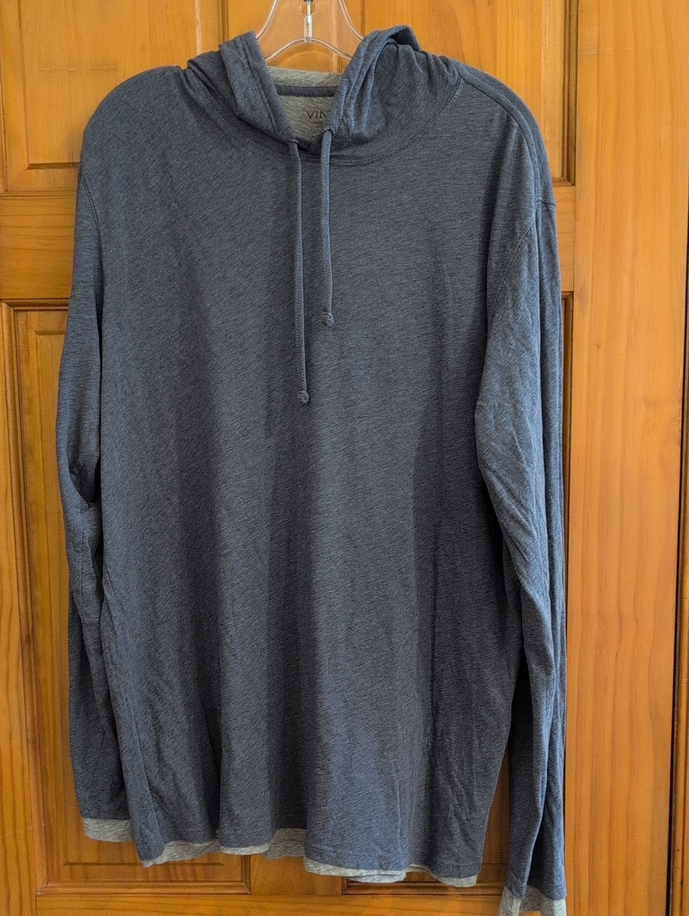 Vince Men's Hooded Long-Sleeve Shirt - Charcoal Gray